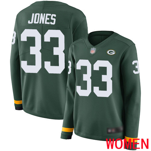 Green Bay Packers Limited Green Women 33 Jones Aaron Jersey Nike NFL Therma Long Sleeve